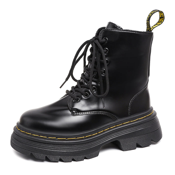 SMOOTH SYNTHETIC LEATHER COMBAT BOOTS