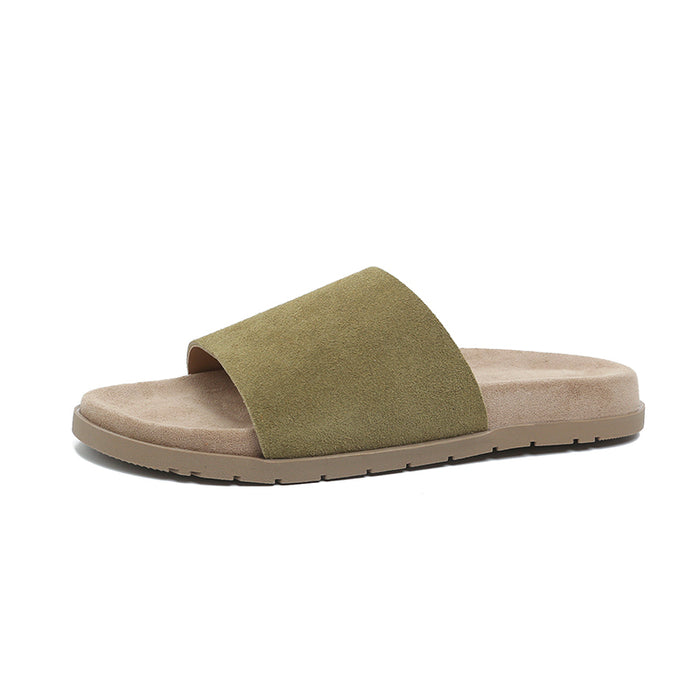 FAUX SUEDE SLIDE SANDALS