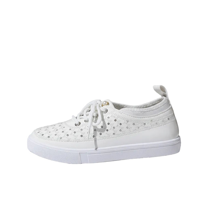GEOMETRIC TEXTURE LACE-UP SNEAKERS