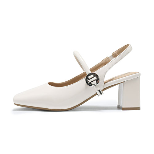 SQUARE TOE SLINGBACK BLOCK HEELS
