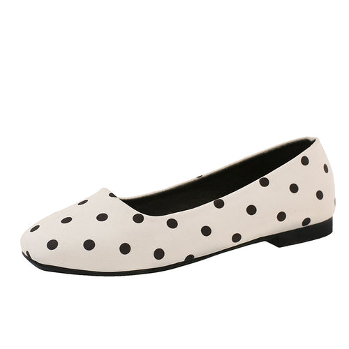 POLKA DOT SQUARE TOE BALLET FLATS