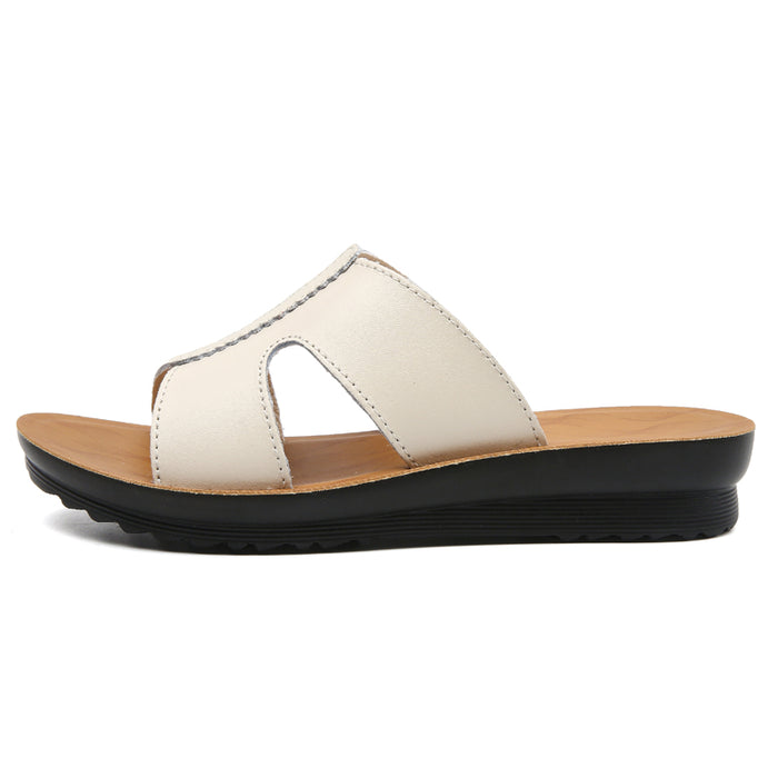 COMFORT VEGAN LEATHER WEDGE SLIDES