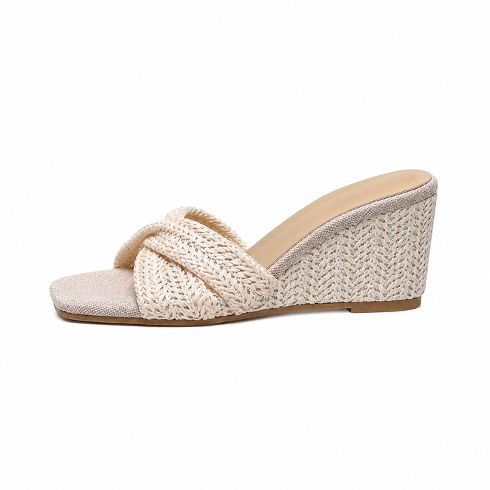 WOVEN KNOT WEDGE HEELS