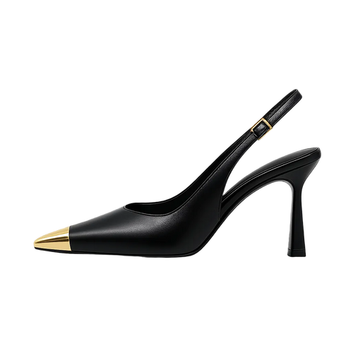 METAL CAP TOE SLINGBACK HEELS