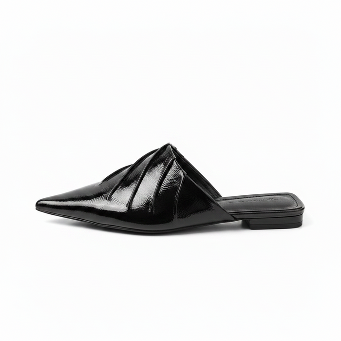 PLEATED POINTED-TOE MULES