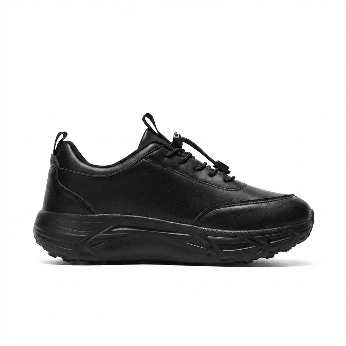 ALL-BLACK LEATHER WALKING SHOES