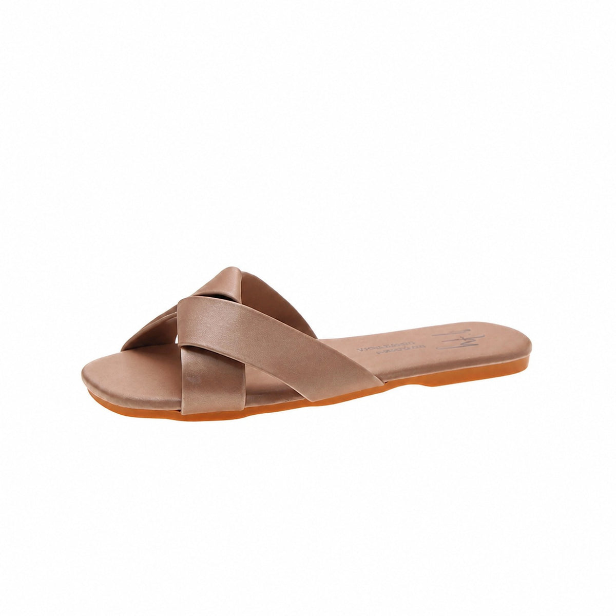 WOVEN CROSSOVER FLAT SLIDES