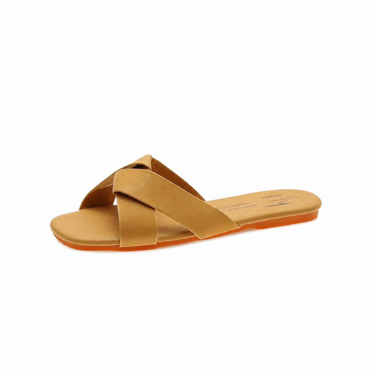 WOVEN CROSSOVER FLAT SLIDES