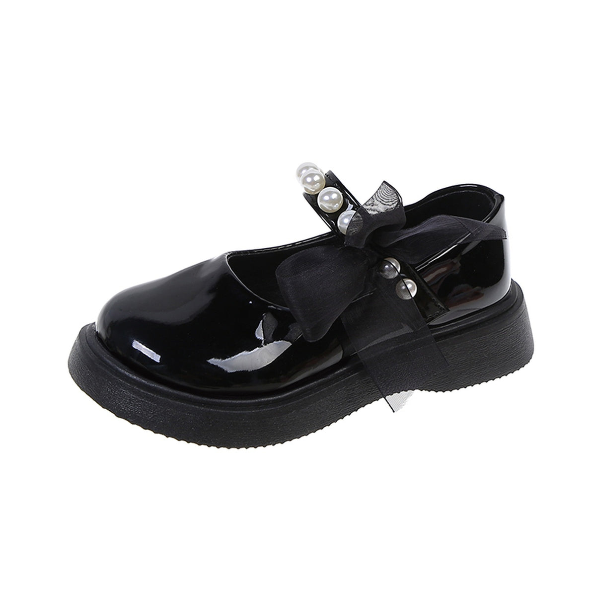 GIRLS' PEARL STRAP BOW MARY JANES