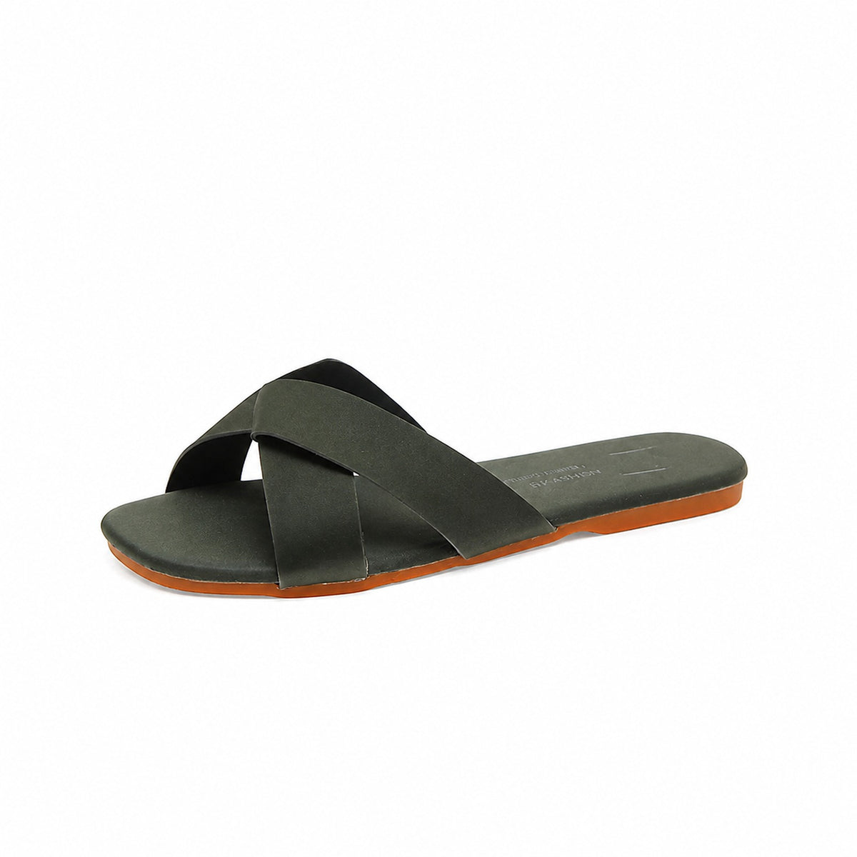 WOVEN CROSSOVER FLAT SLIDES