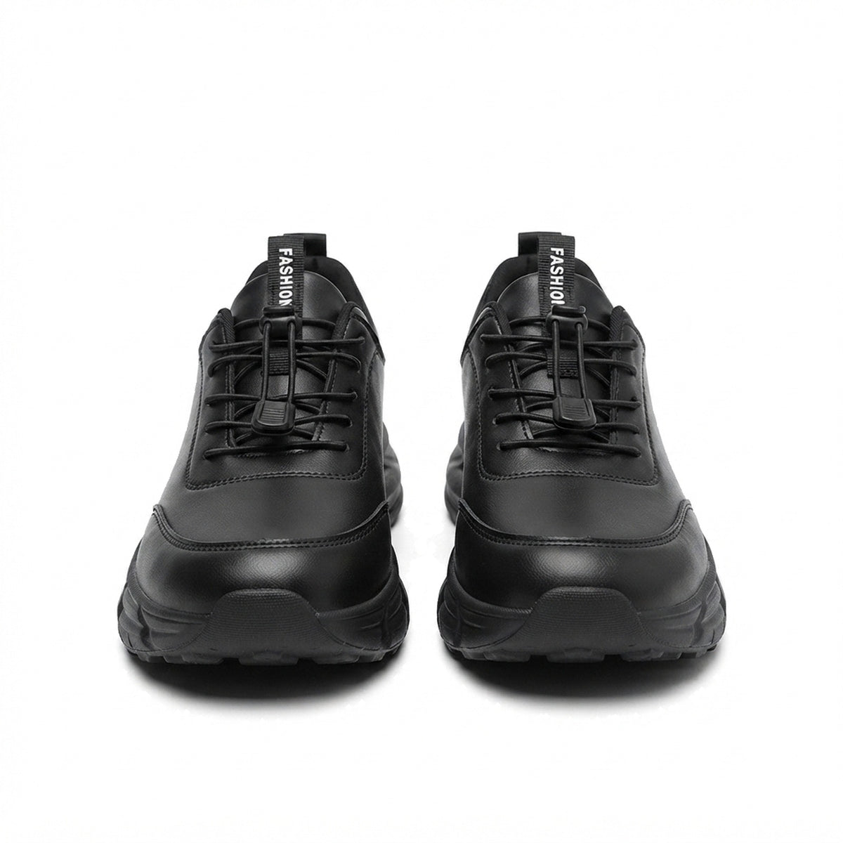 ALL-BLACK LEATHER WALKING SHOES
