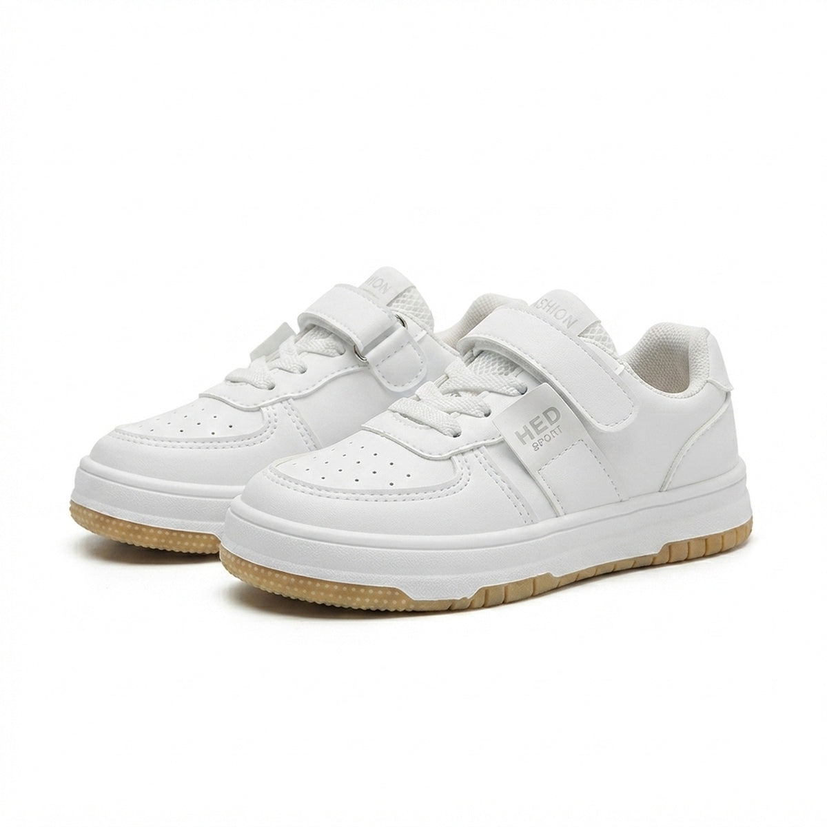 KIDS' WHITE VELCRO COURT SNEAKERS