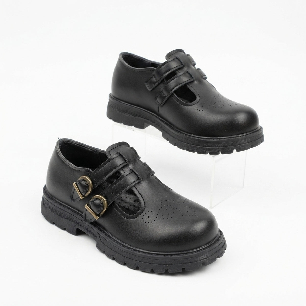 Kids' T-Bar Buckle Lug Sole Shoes