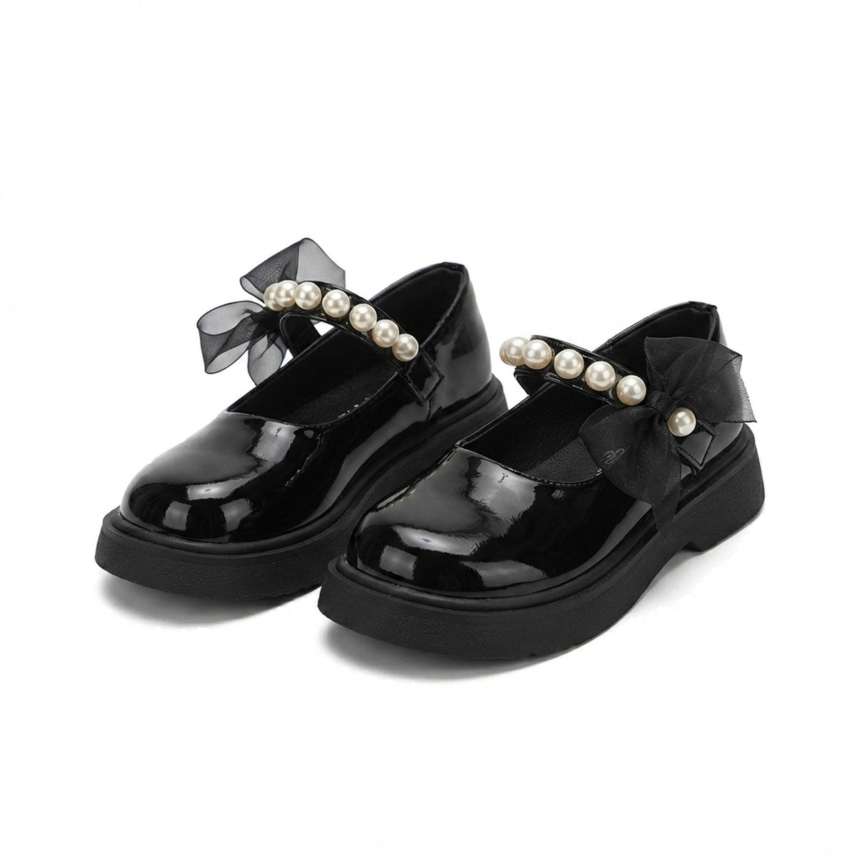 GIRLS' PEARL STRAP BOW MARY JANES