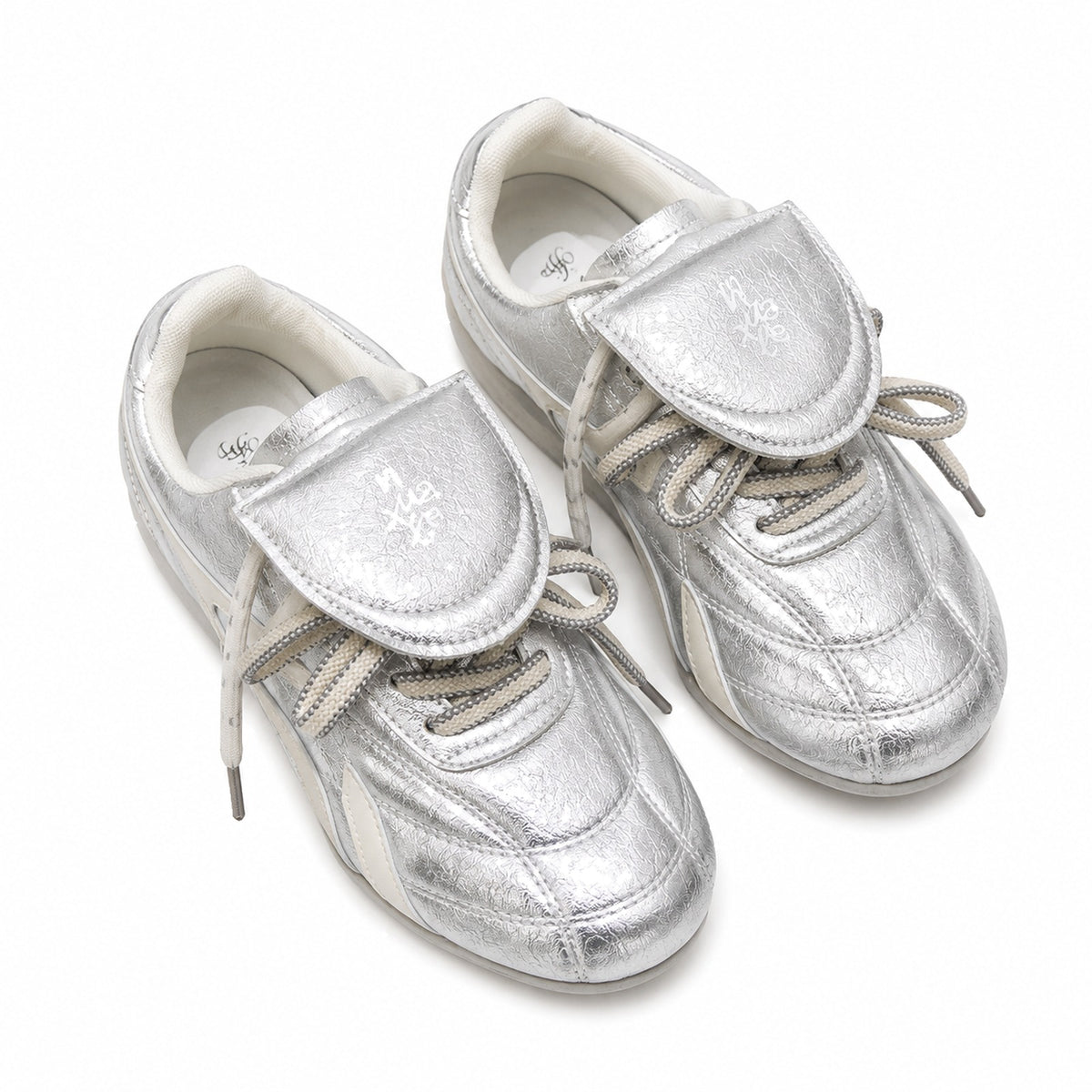 METALLIC FOLD OVER TONGUE SNEAKERS