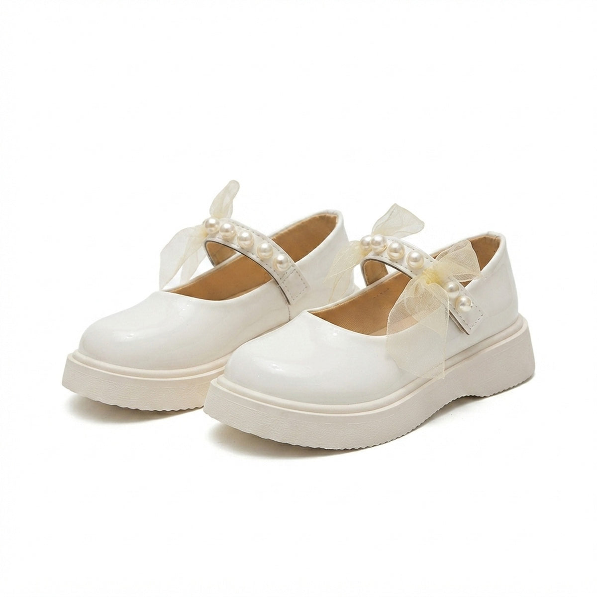 GIRLS' PEARL STRAP BOW MARY JANES