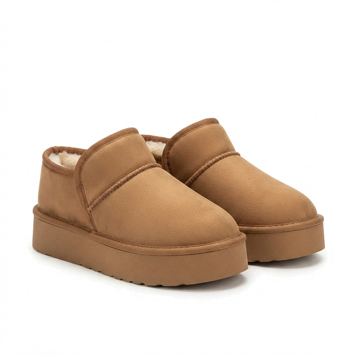 PLATFORM FAUX SUEDE ANKLE BOOTS