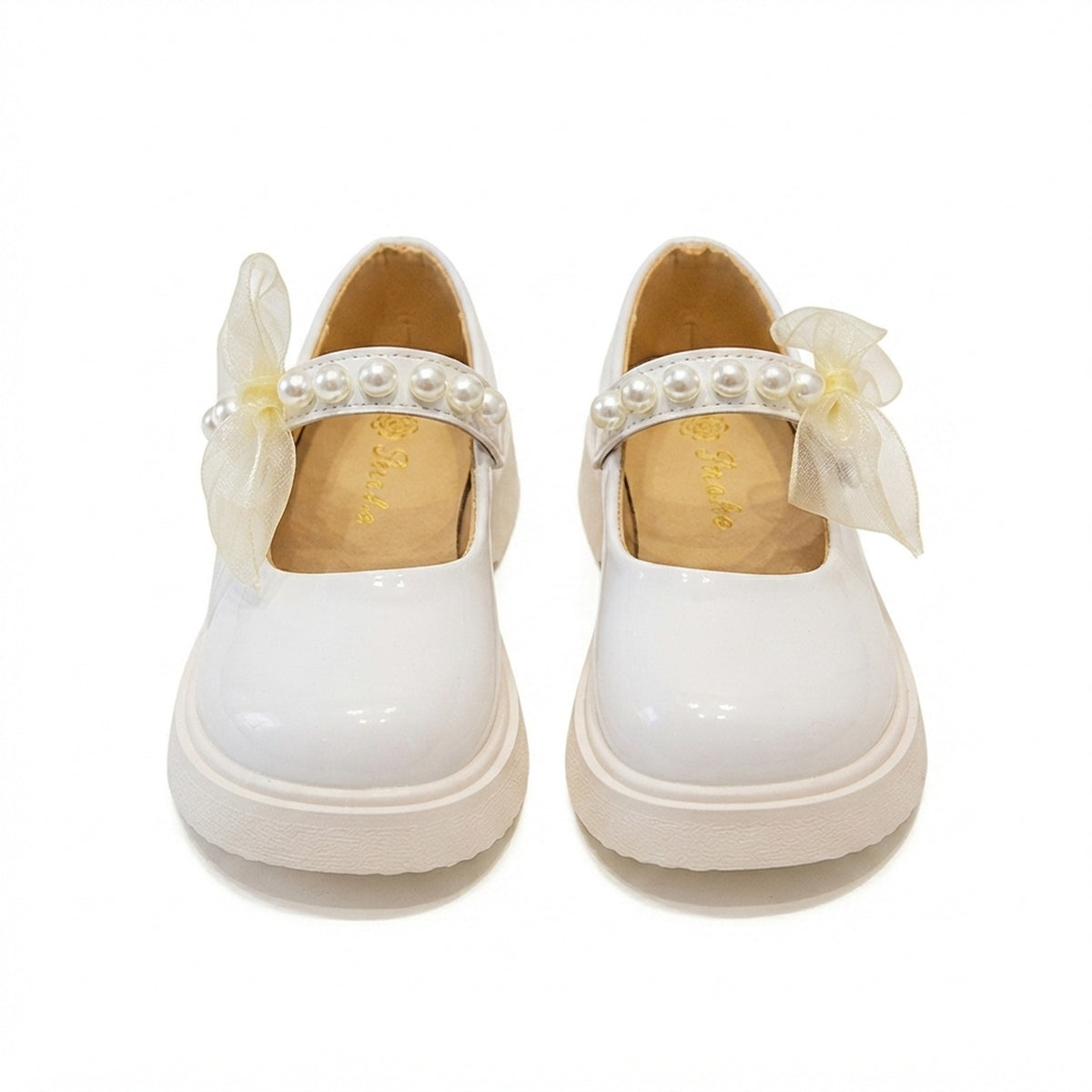 GIRLS' PEARL STRAP BOW MARY JANES