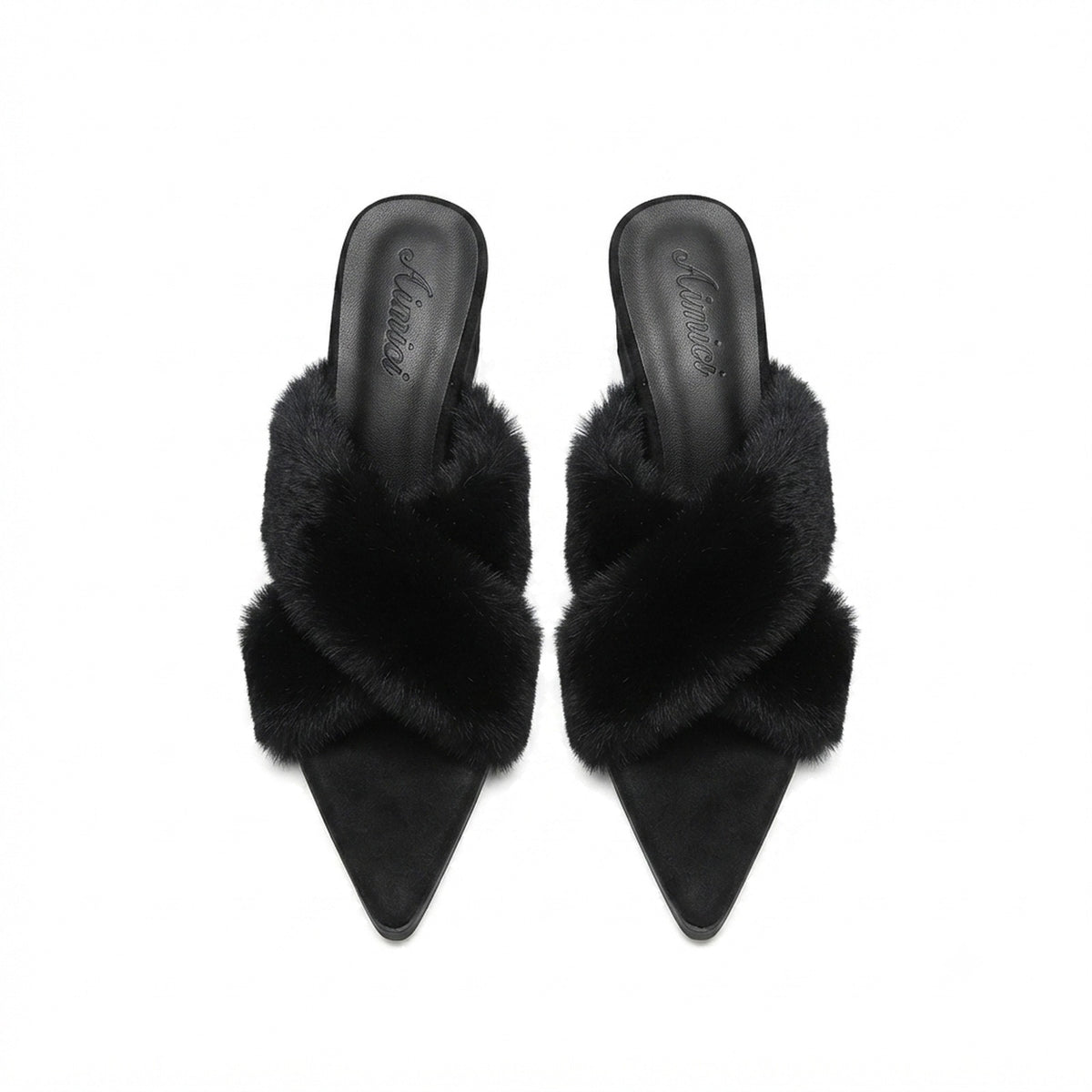 CROSSOVER FAUX FUR MULES