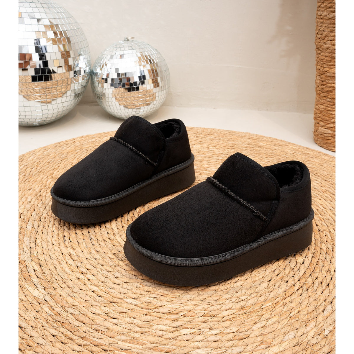 PLATFORM FAUX SUEDE ANKLE BOOTS
