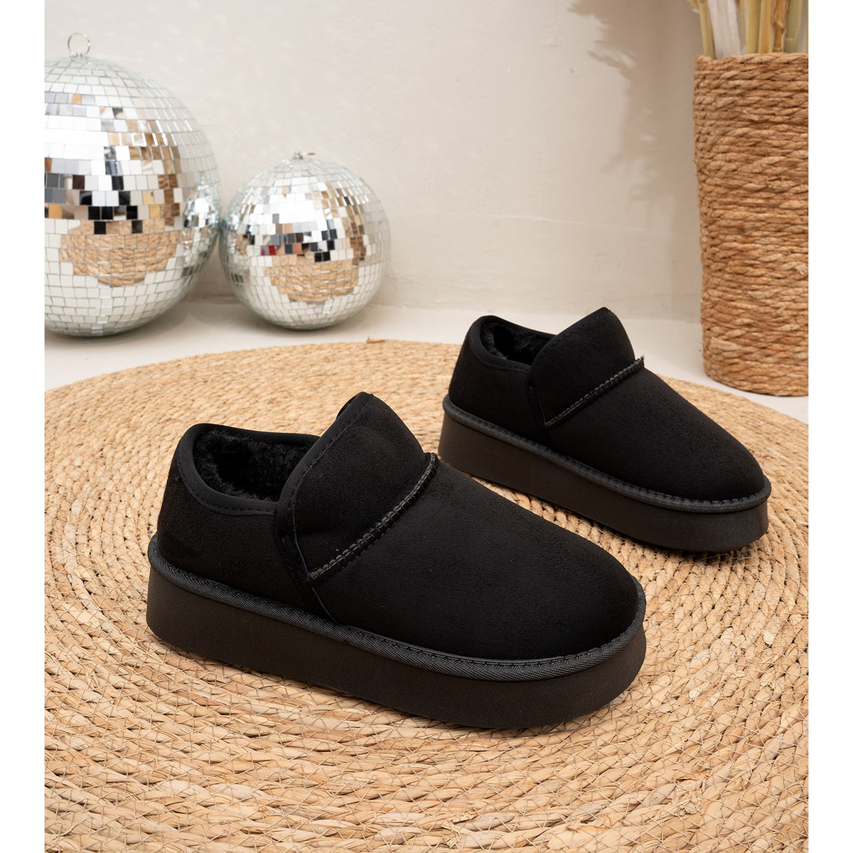 PLATFORM FAUX SUEDE ANKLE BOOTS