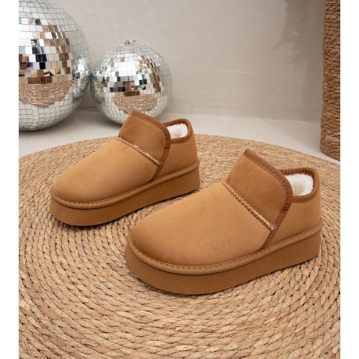 PLATFORM FAUX SUEDE ANKLE BOOTS