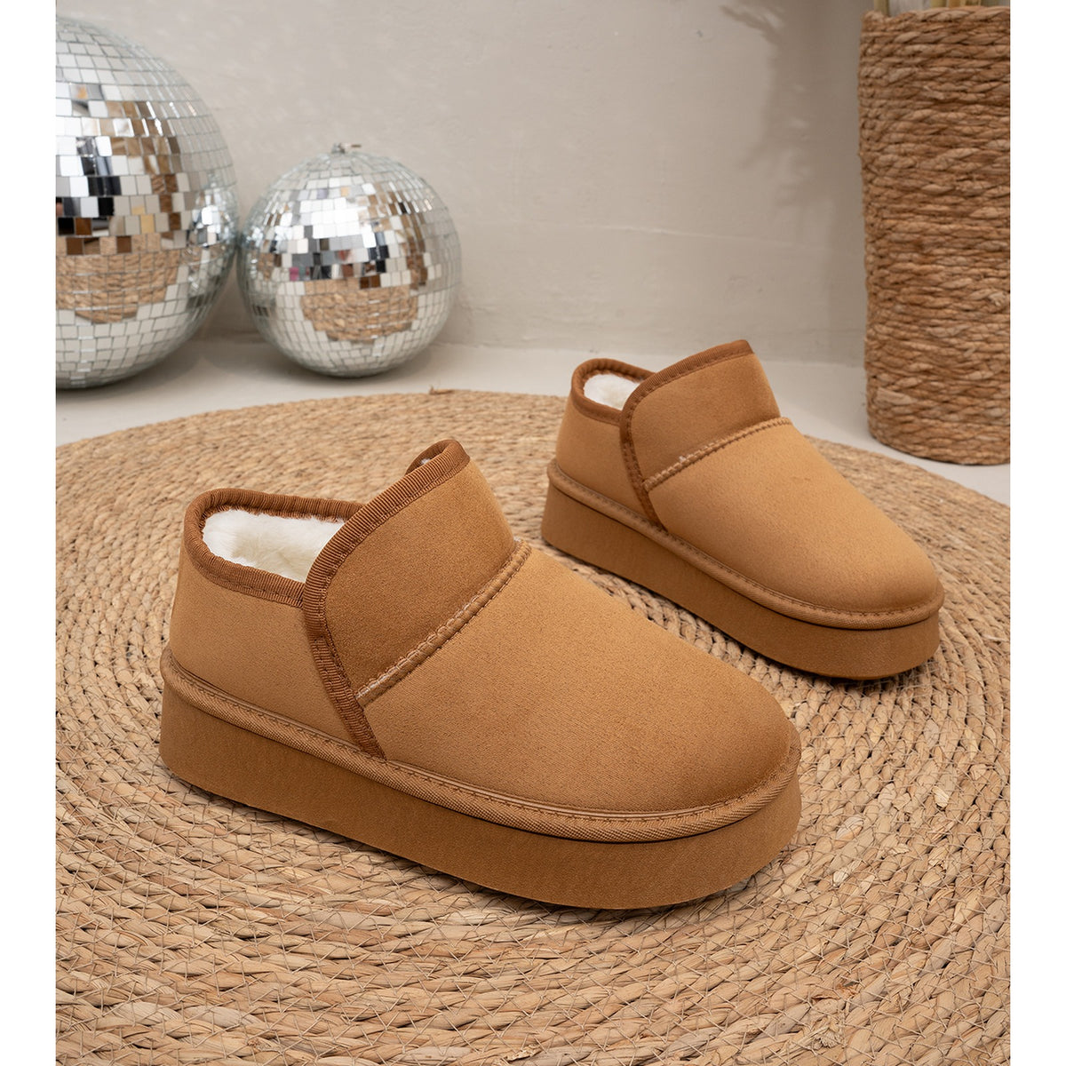 PLATFORM FAUX SUEDE ANKLE BOOTS