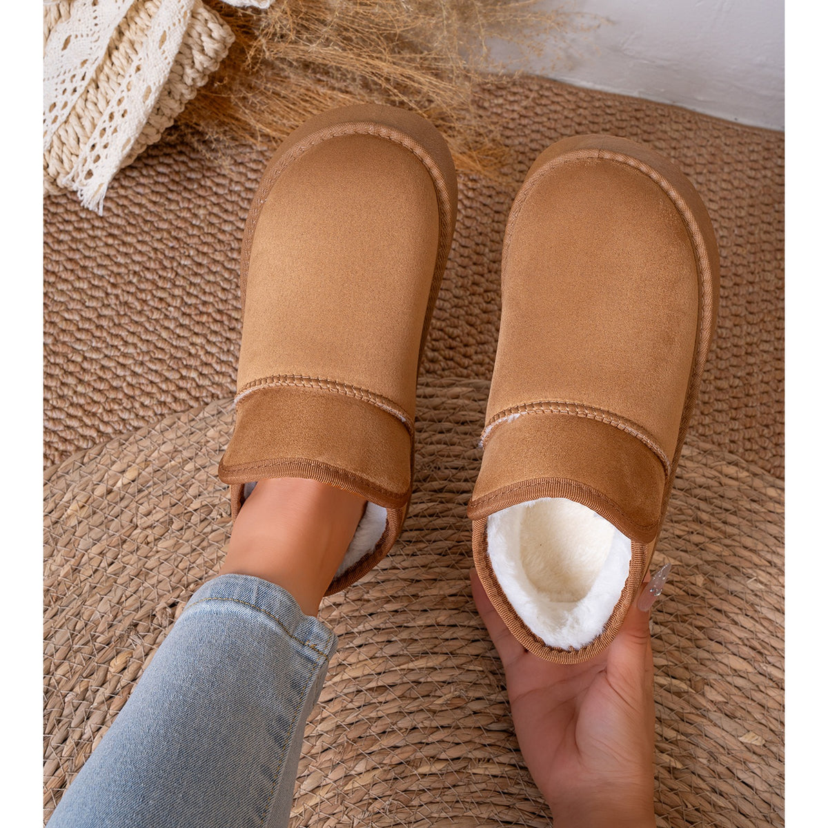 PLATFORM FAUX SUEDE ANKLE BOOTS