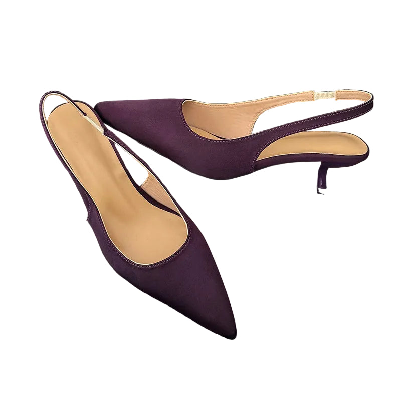 Women's Classic Satin Slingback Kitten Heels