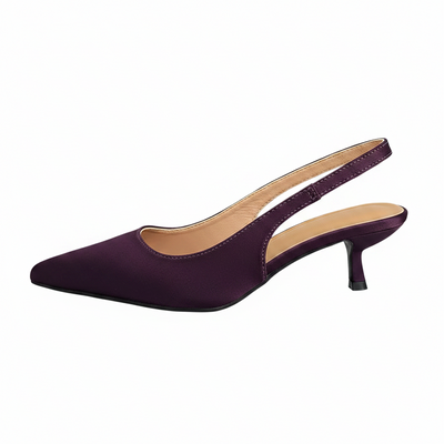 Women's Classic Satin Slingback Kitten Heels