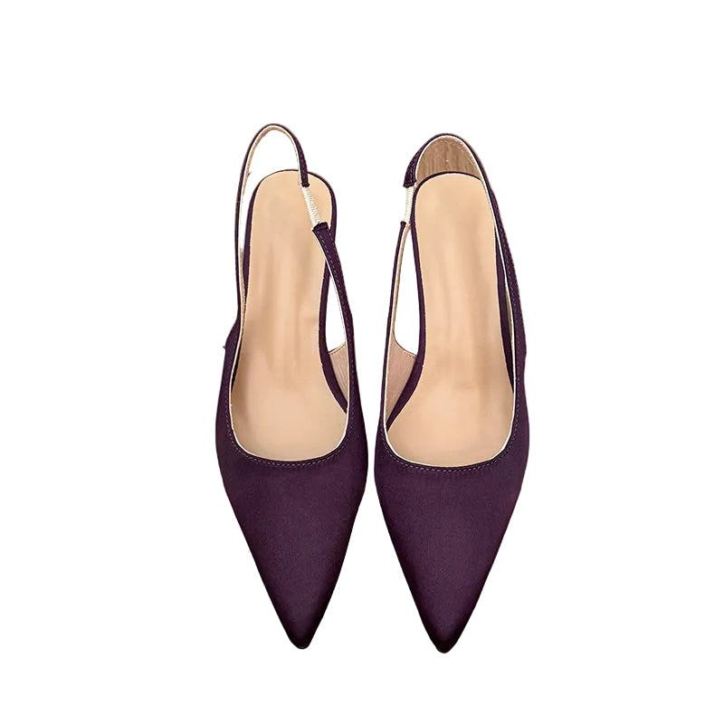 Women's Classic Satin Slingback Kitten Heels