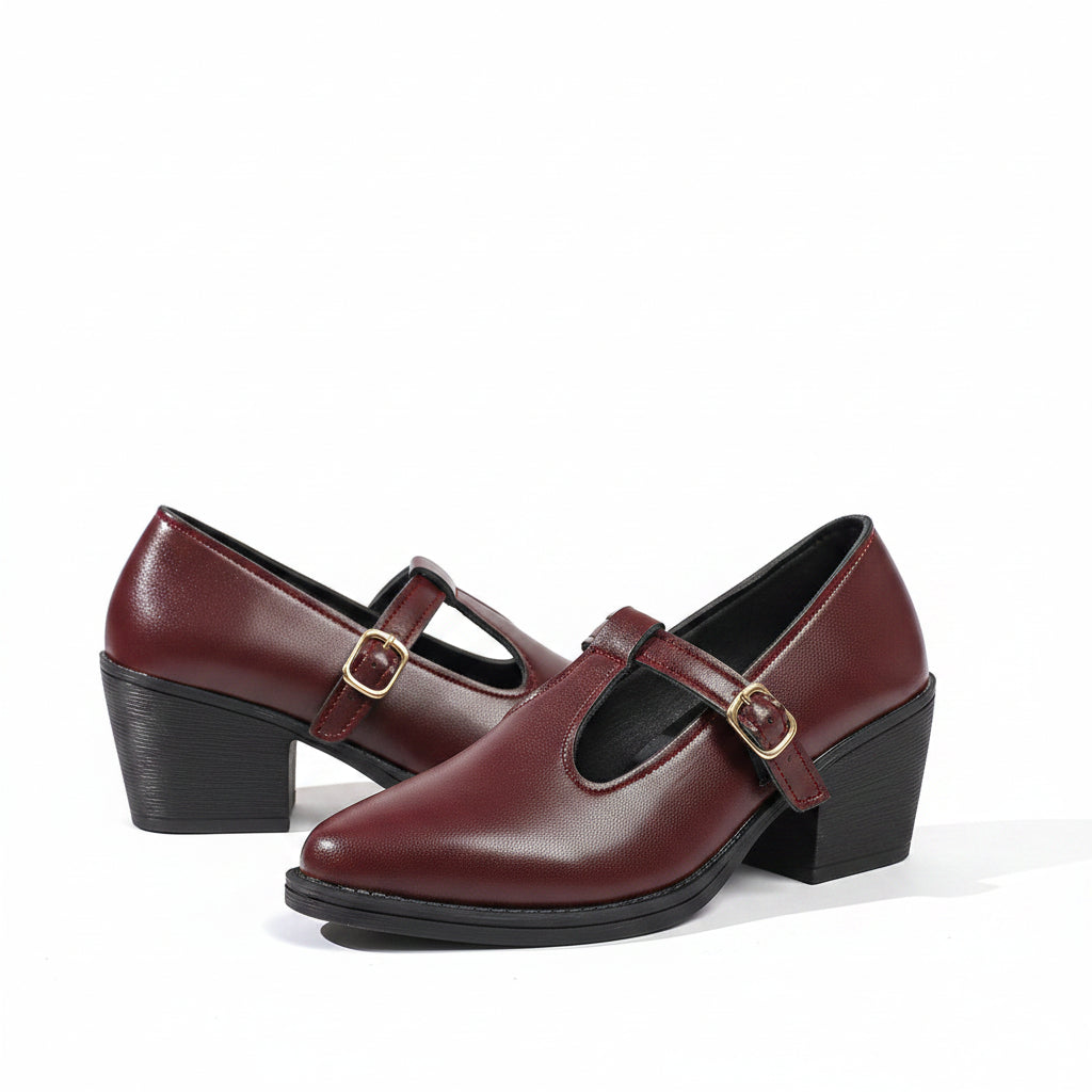 VINTAGE-INSPIRED T-STRAP BLOCK HEEL PUMPS
