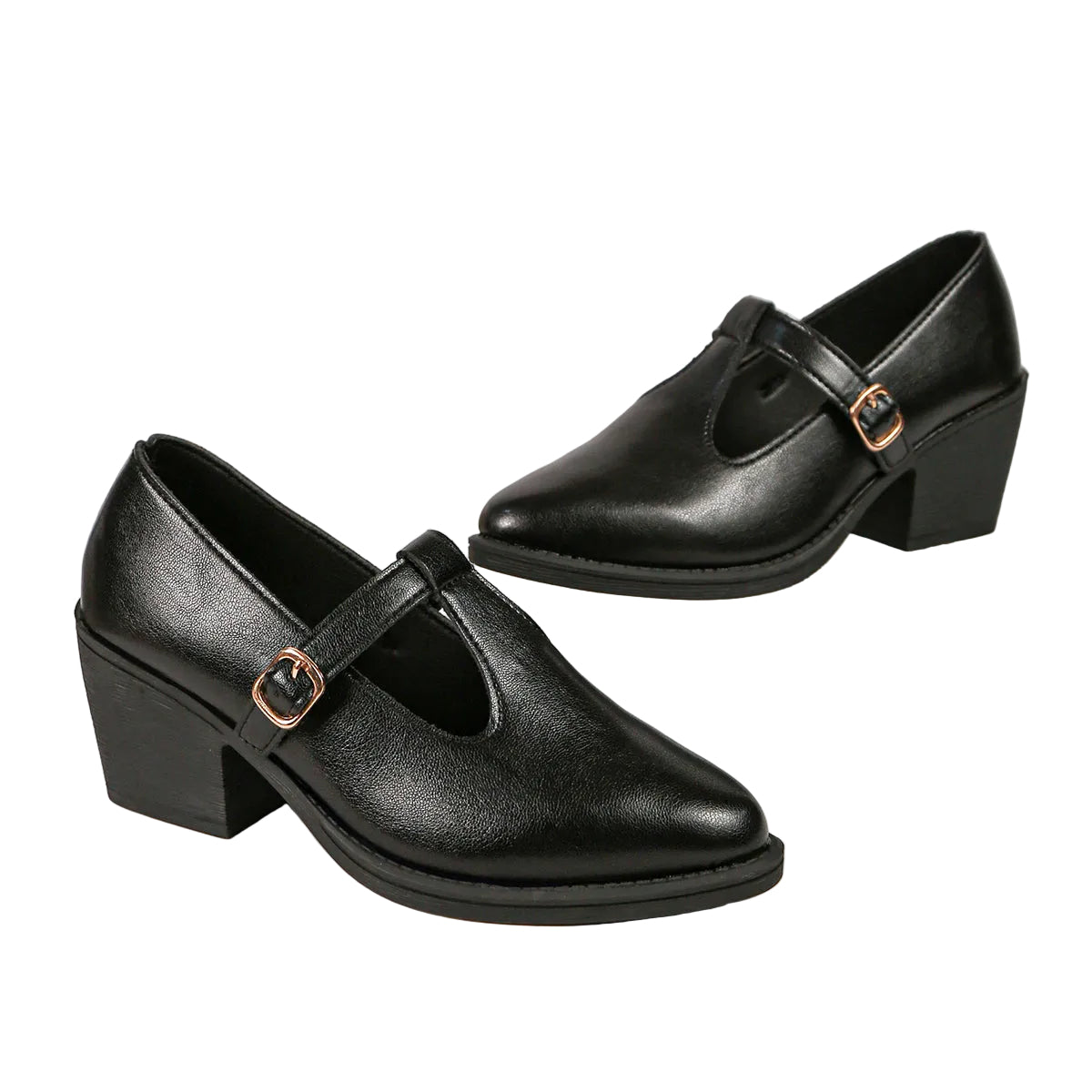 VINTAGE-INSPIRED T-STRAP BLOCK HEEL PUMPS