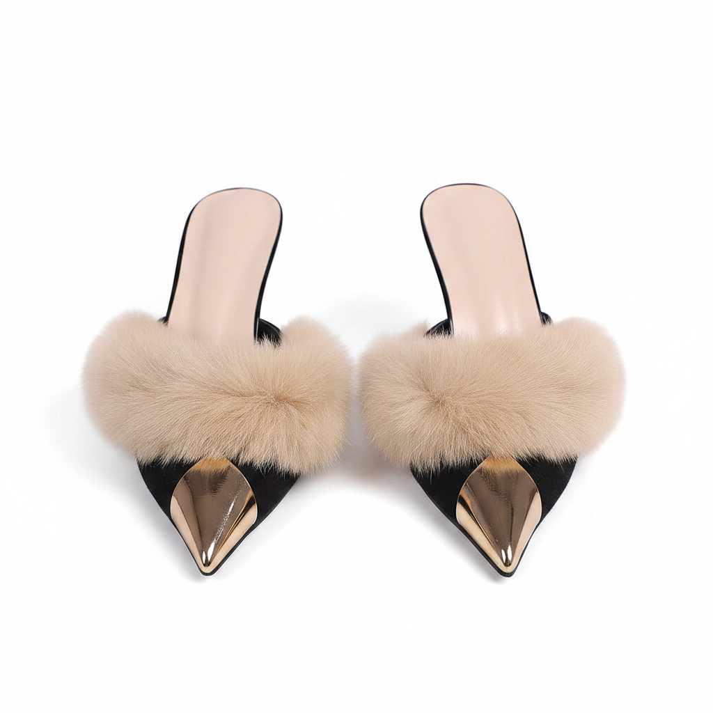 Women's Faux Fur Pointed Toe Mules
