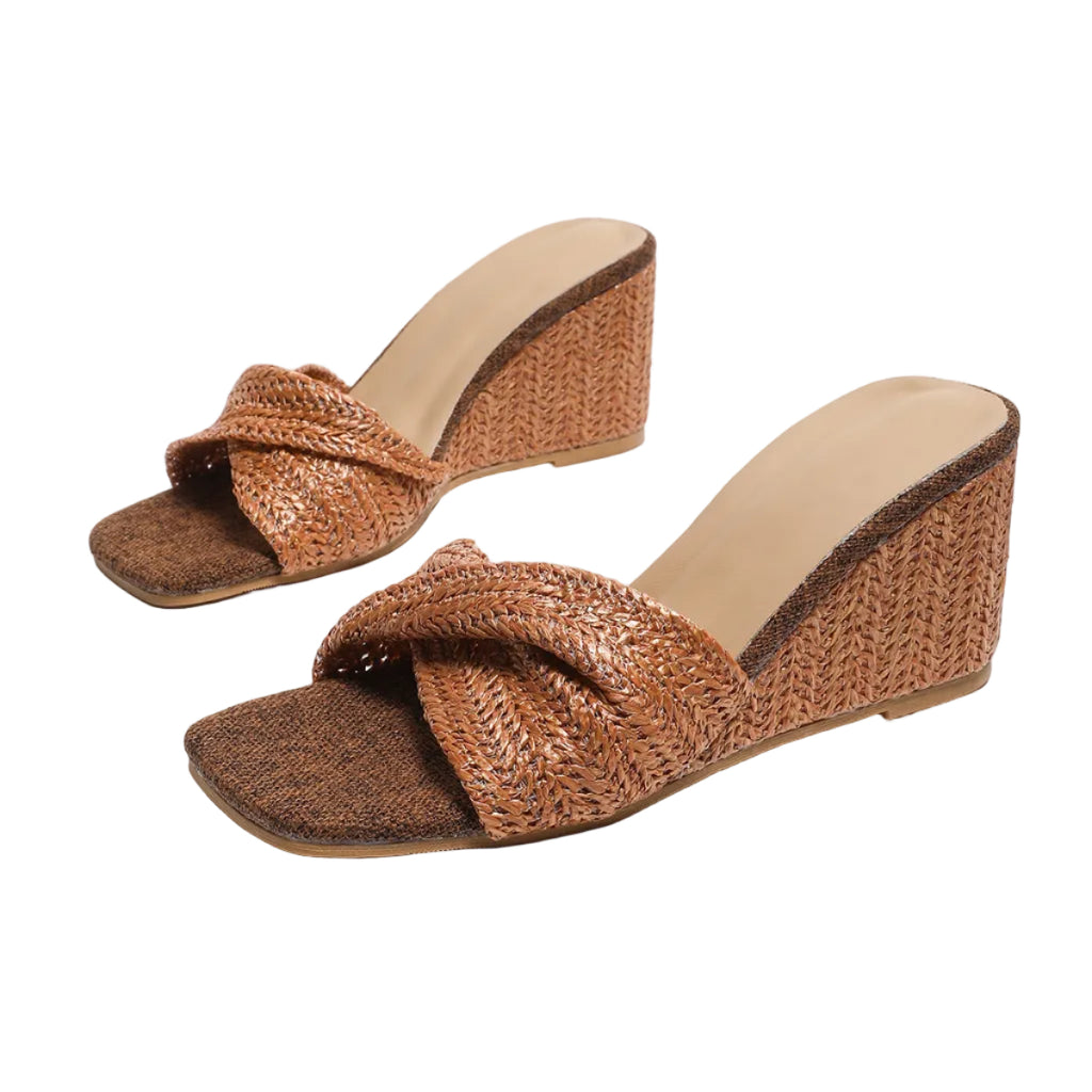 WOVEN KNOT WEDGE HEELS