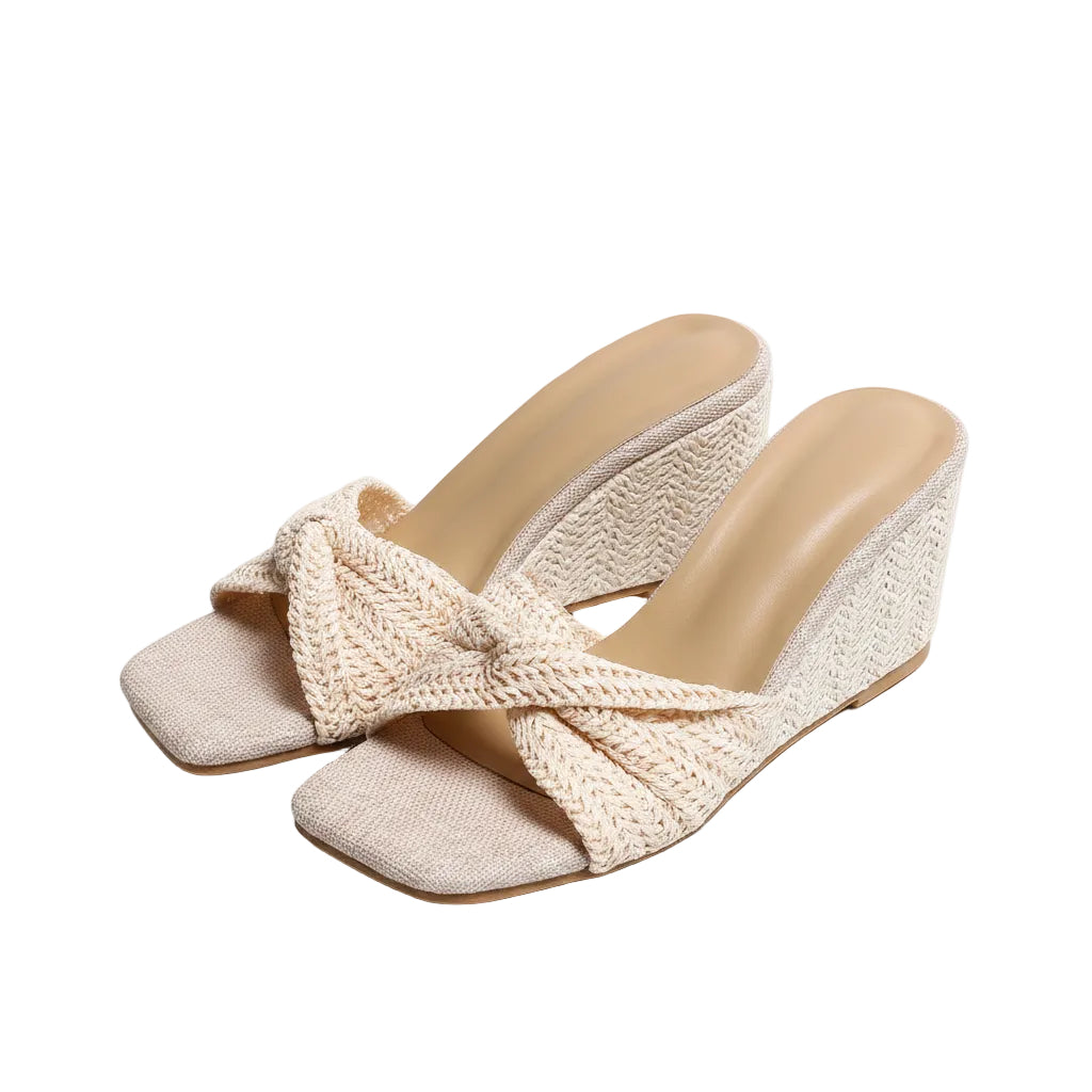 WOVEN KNOT WEDGE HEELS