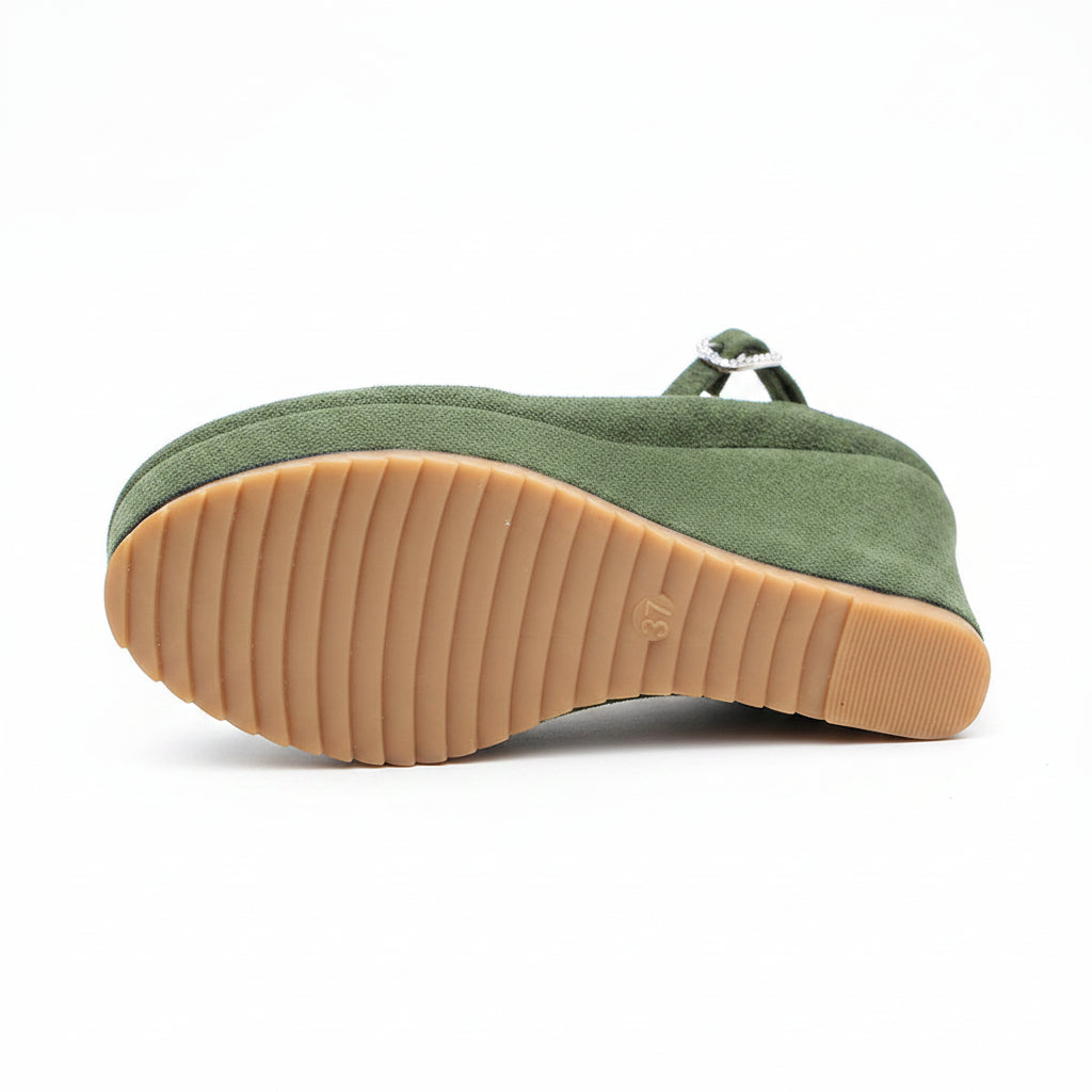 FOREST GREEN WEDGE HEELS