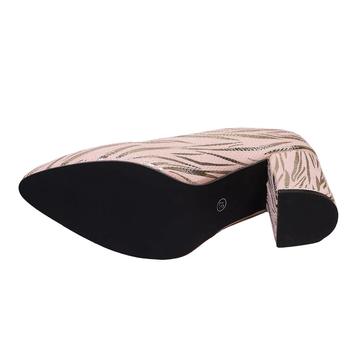METALLIC PRINT BLOCK HEEL PUMPS