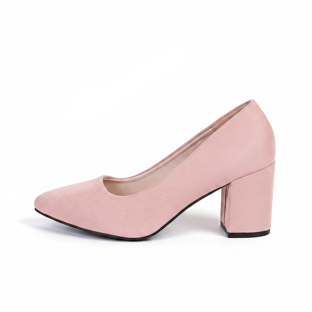 BLUSH SUEDE BLOCK HEEL PUMPS