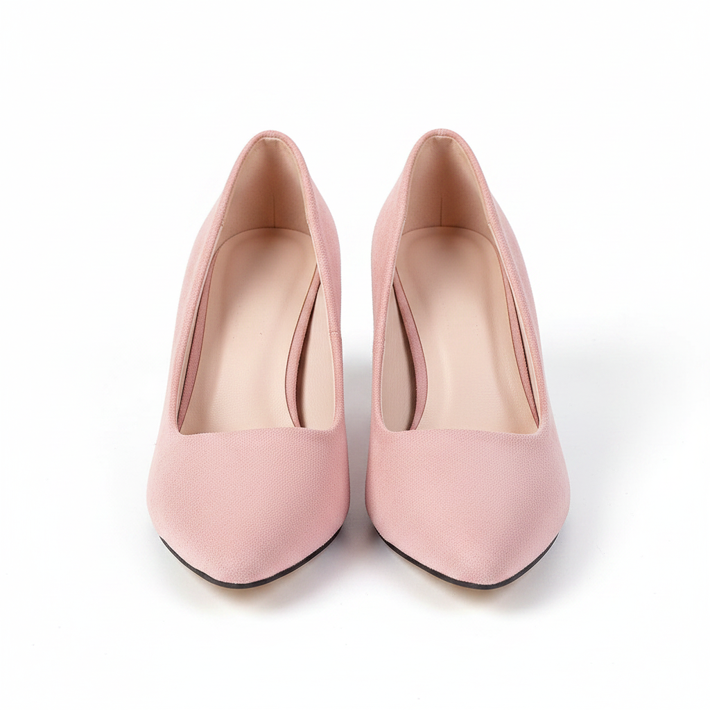BLUSH SUEDE BLOCK HEEL PUMPS