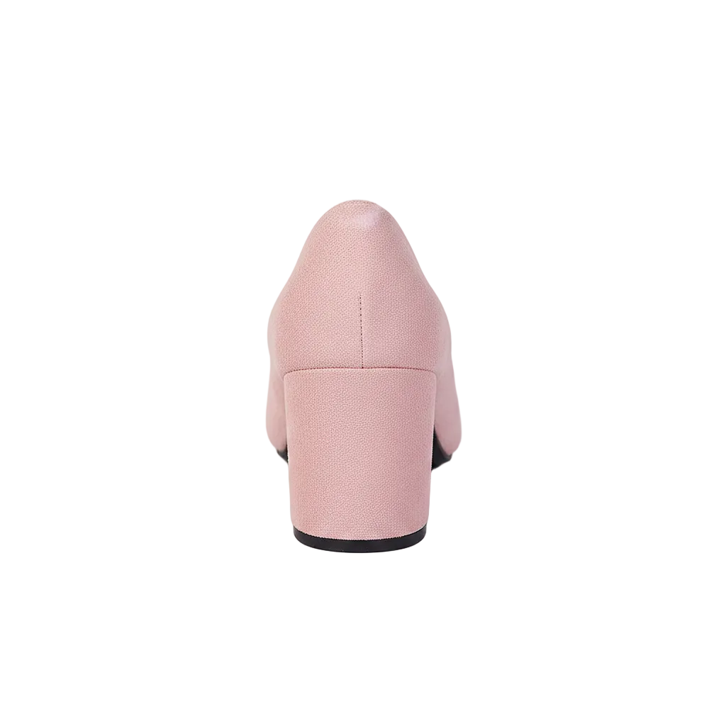 BLUSH SUEDE BLOCK HEEL PUMPS