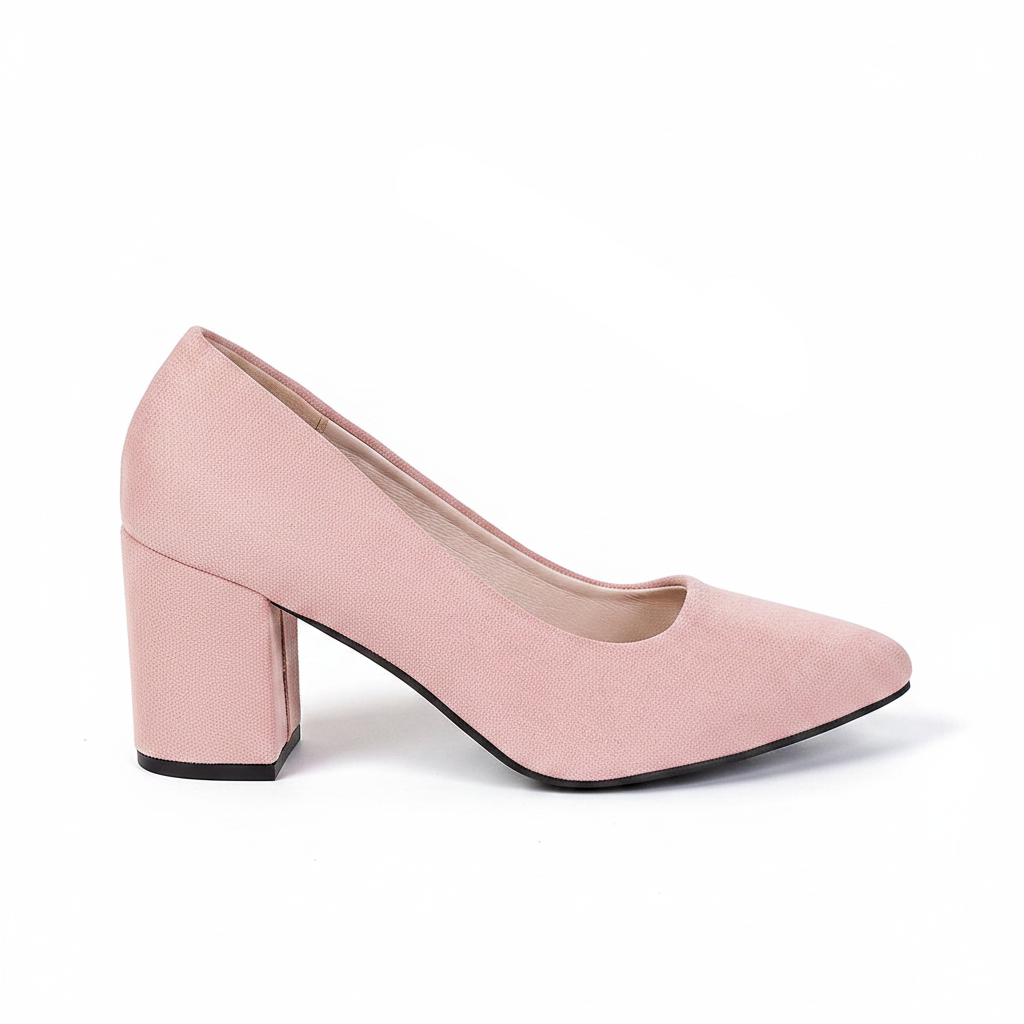 BLUSH SUEDE BLOCK HEEL PUMPS