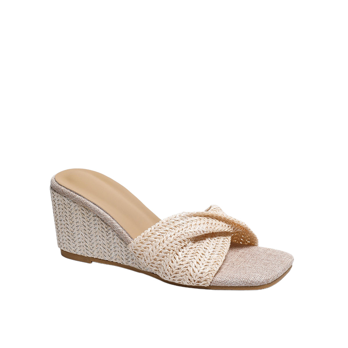 WOVEN KNOT WEDGE HEELS