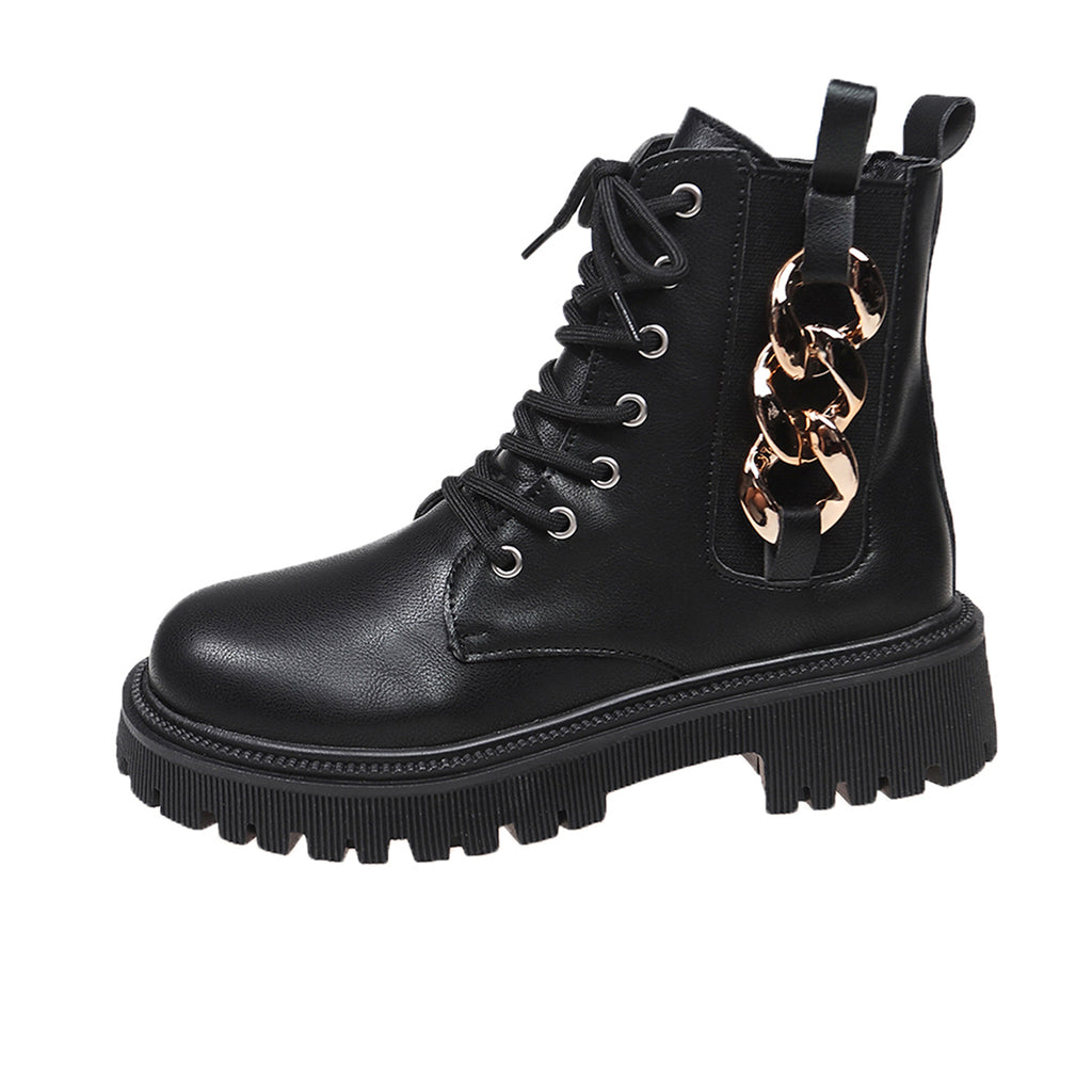 CHUNKY CHAIN-TRIM COMBAT BOOTS