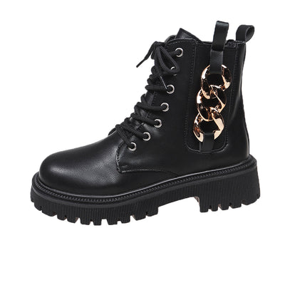 Women's Chunky Chain-Trim Combat Boots