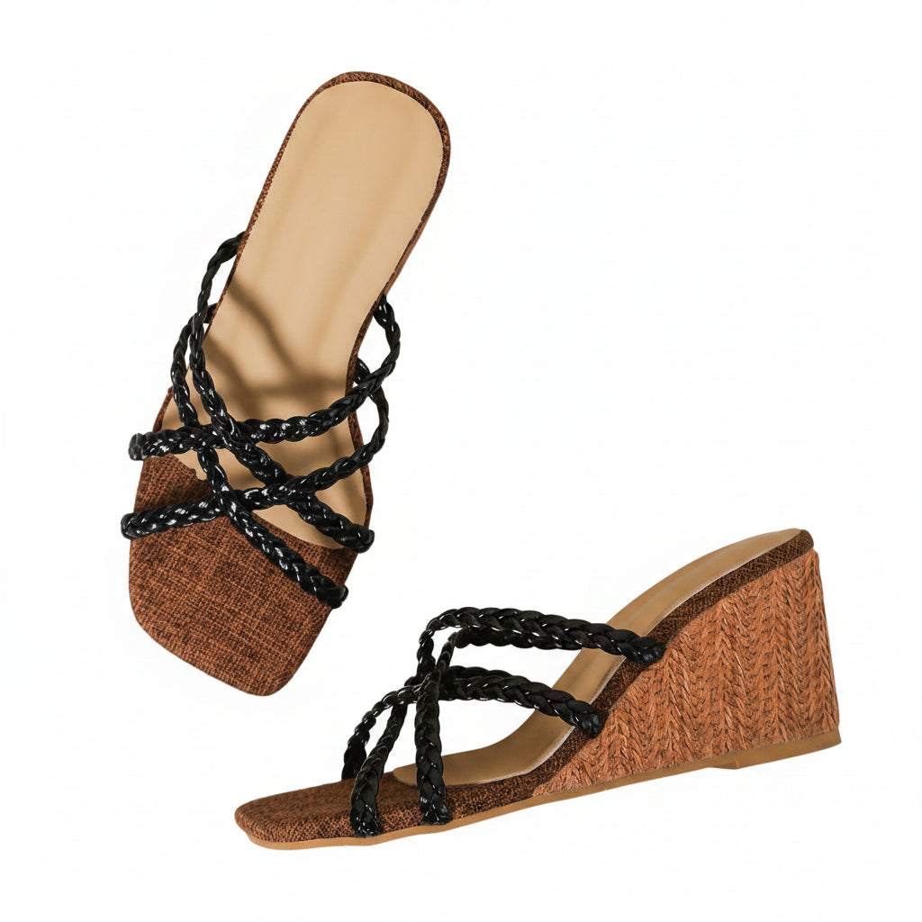 BRAIDED STRAP WEDGE HEELS