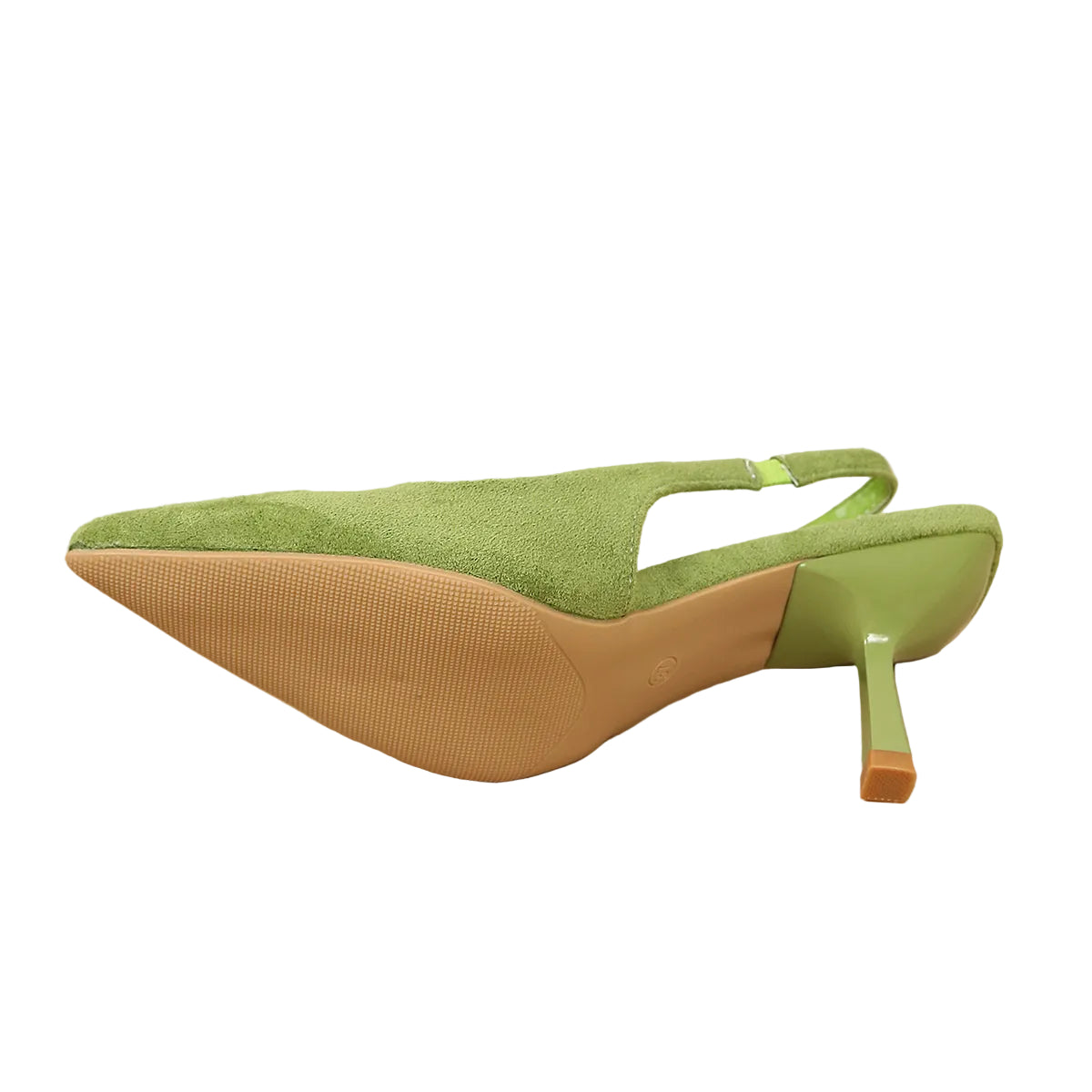 MATCHA GREEN SUEDE SLINGBACK HEELS