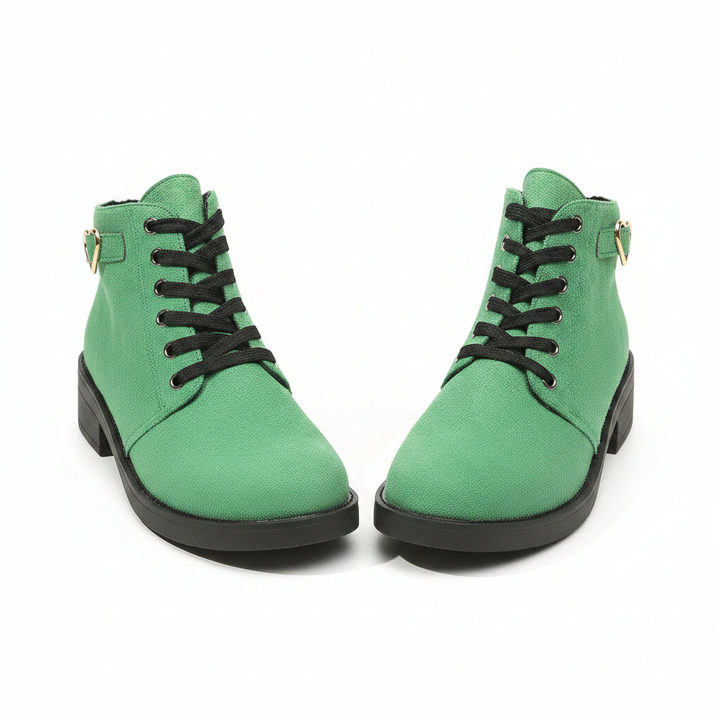 EMERALD GREEN FAUX SUEDE BOOTIES