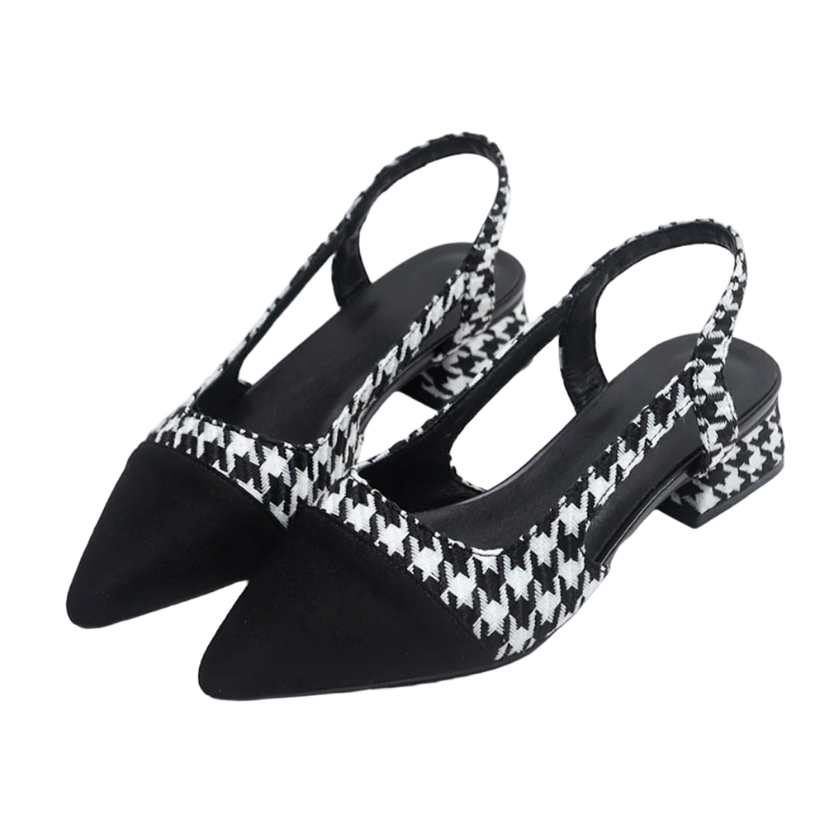 CLASSIC HOUNDSTOOTH SLINGBACK LOW HEELS