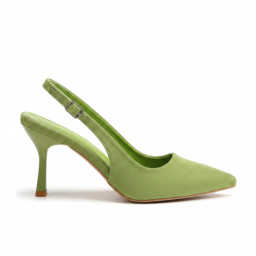 MATCHA GREEN SUEDE SLINGBACK HEELS